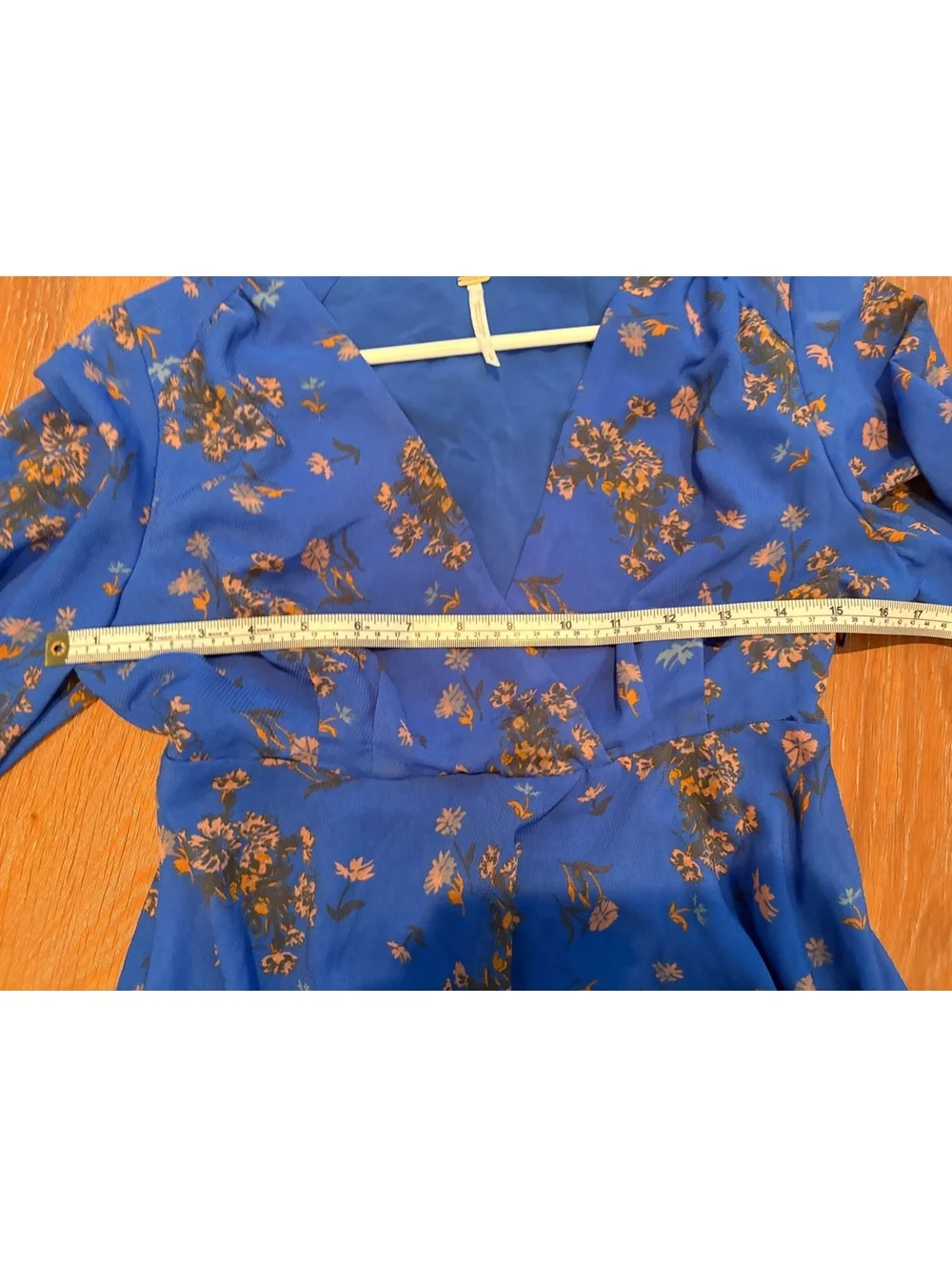 Free People Blue Floral Dress Bell Sleeve Size Small